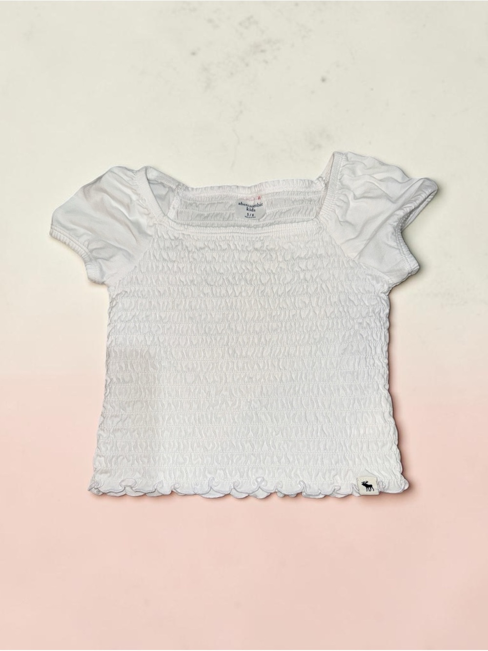 abercrombie kids White Smocked Puff Sleeve Tee (5/6)